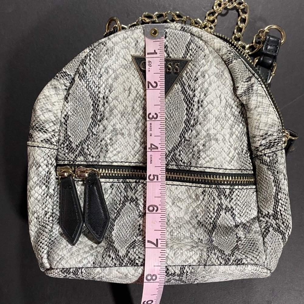 Guess Mini Petite Backpack Chain Strap Snake Print Faux Leather - Picture 7 of 8